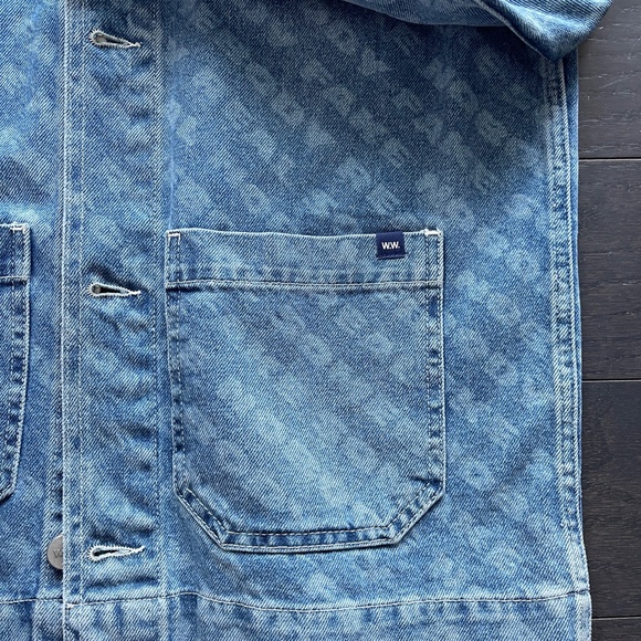 Wood wood blue printer denim jacket size small men - Picture 3 of 6